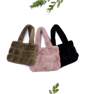 Faux Fur Handbag 3 Ast