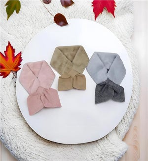 Faux Fur Collar Bow 3 Ast