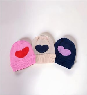 Knit Heart Beanie 3 Ast