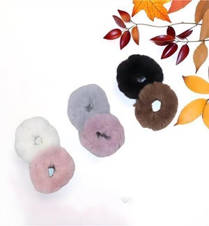 Faux Fur Hair Ties 2 Pcs Set