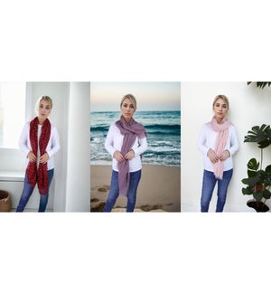 Polyester Lightweight Crinkled Scarf, 3 Ast.