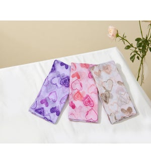Polyester Lightweight Watercolor Heart Design Scarf, 3 Ast.