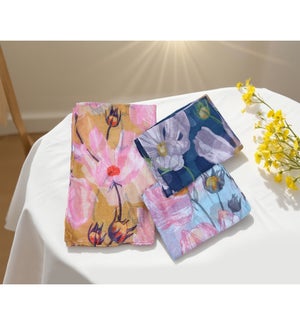 Polyester Lightweight Large Floral Print Scarf, 3 Ast.
