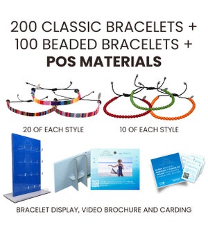 Mixed Bracelet Assortment 300 units - 200 Original, 100 Beaded - Free Bracelet Display and Free Vide