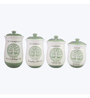 Ceramic Tree of Life Canisters Set of 4