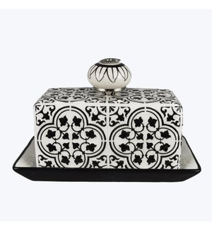 Ceramic Moroccan Tile Design Butter Dish Set