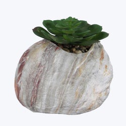 Ceramic Rock Planter w/ Artificial Succulent
