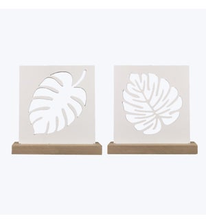 Wood Palm Leaf Tabletop Design, 2 ast.