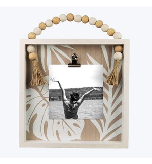 Wood Palm Leaf Design 4X6 Photo Clip with Blessing Beads