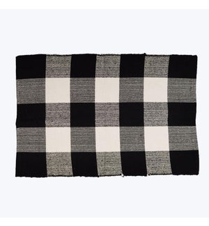 Cotton Hand Woven Rug, Black and White
