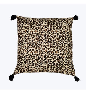 Polyester Pillow Leopard Print Design with Tassel Ends