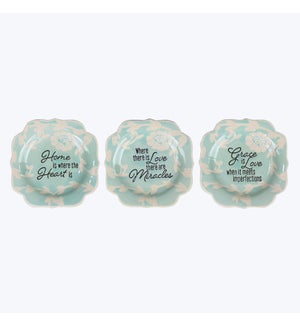 Turquoise Country Ceramic Trinket Dish, 3 Assorted