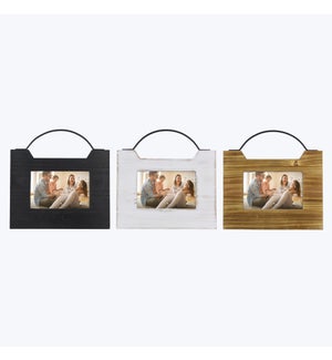 Wood 4x6 Photo Frame with Metal Handle, 3 Ast.