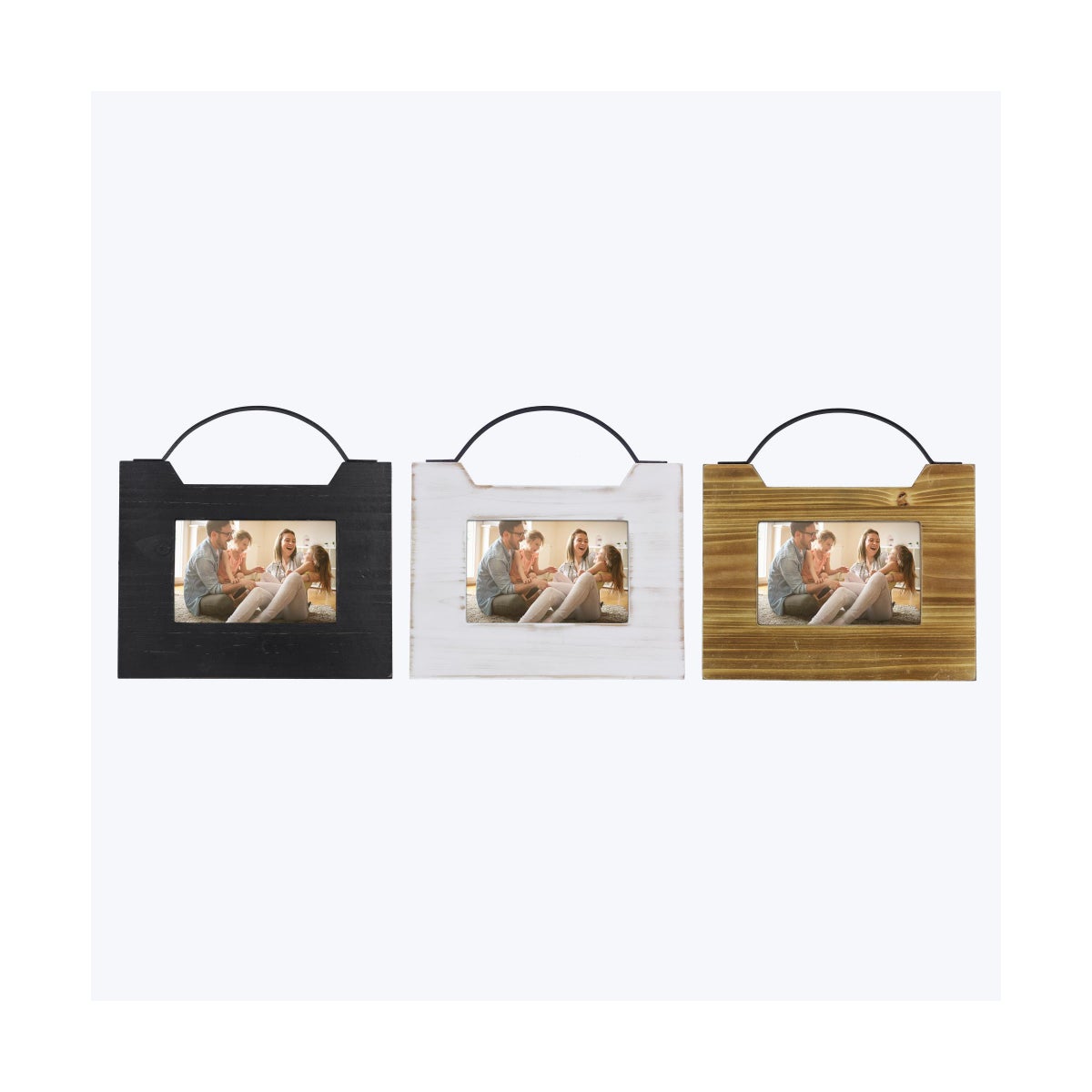 Wood 4x6 Photo Frame with Metal Handle, 3 Assortment