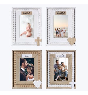 Wood 4X6 Picture Frame With Blessing Beads, 4 Assorted