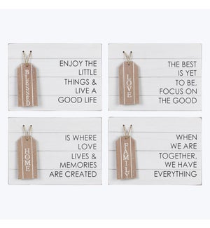 Wood Tabletop/Wall Gift Tag Sign 4 Ast