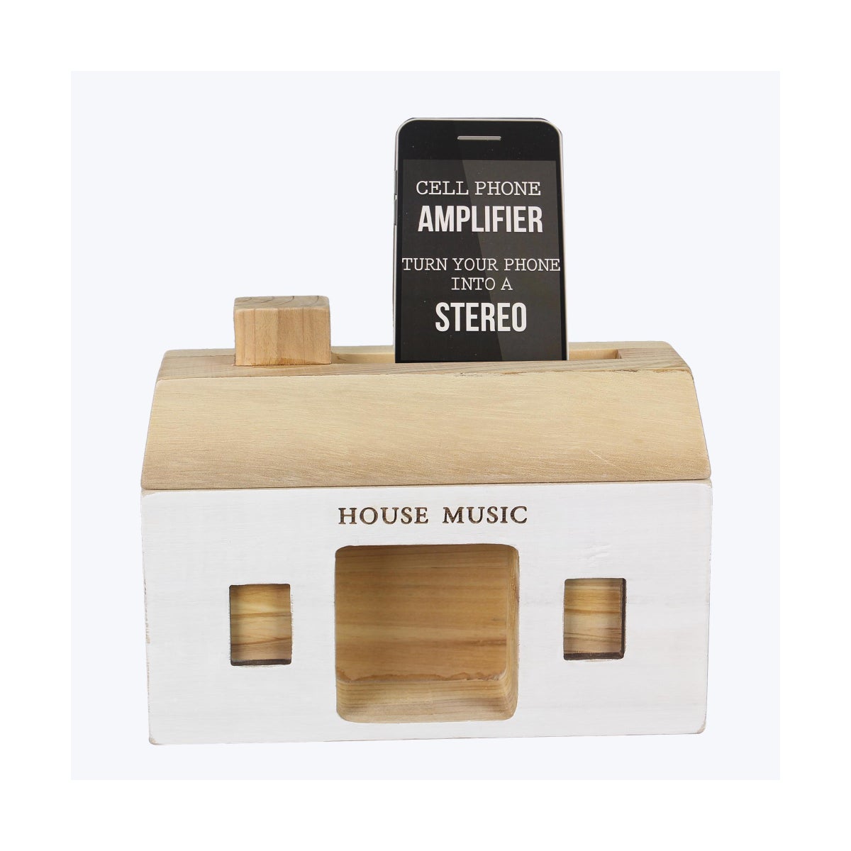 Wood House Shaped Phone Sound Amplifier