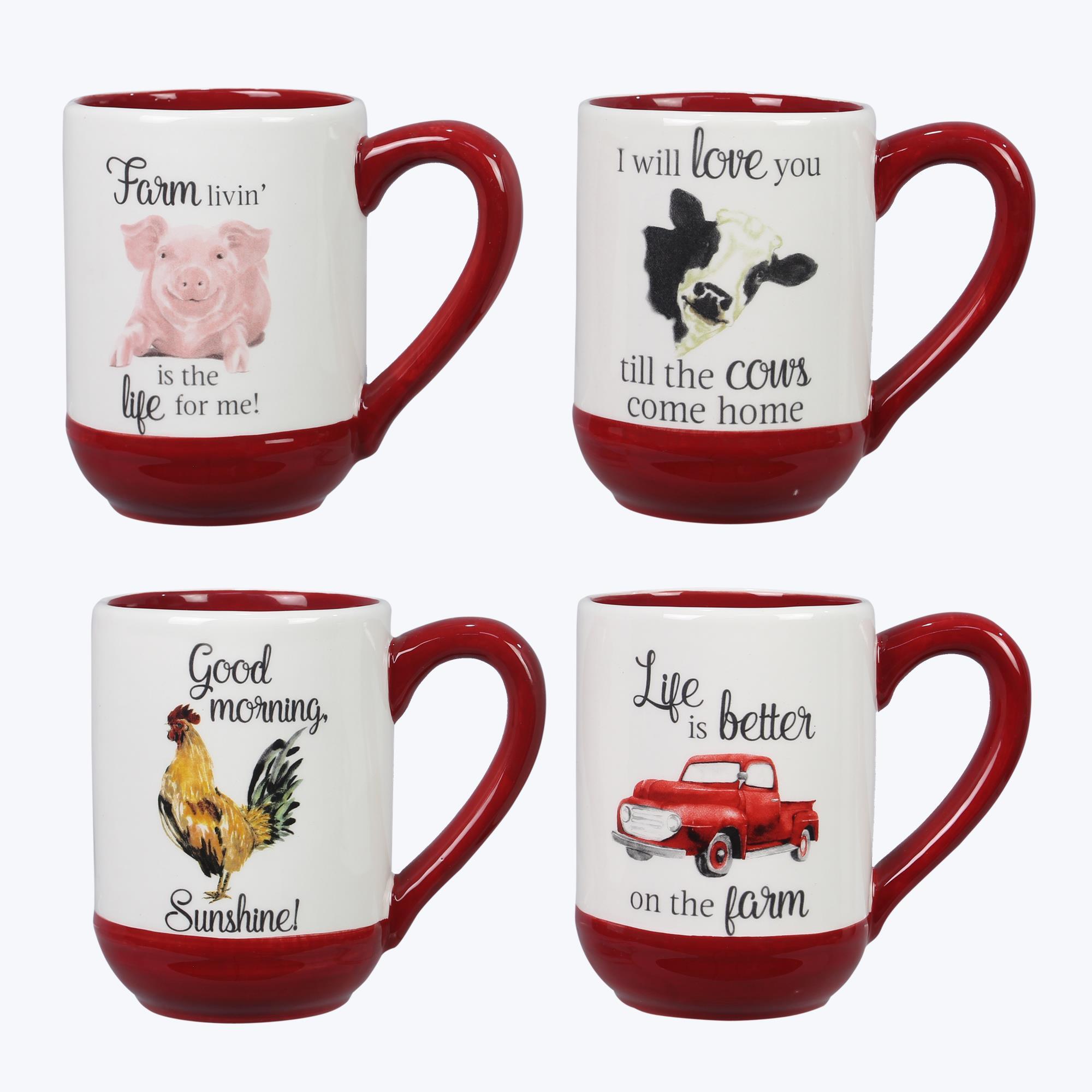Ceramic Country Mug, 4 Assorted countryside SDS Distributors Ltd.