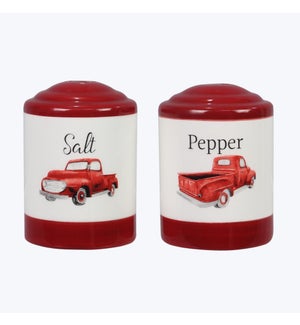 Ceramic Red Truck Salt and Pepper Shaker, 2pcs/set