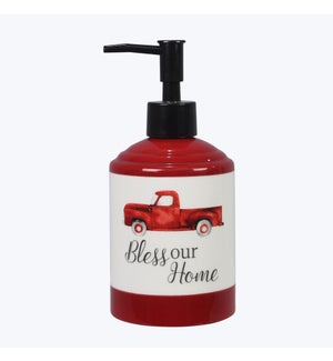 Ceramic  Red Truck Soap Dispenser