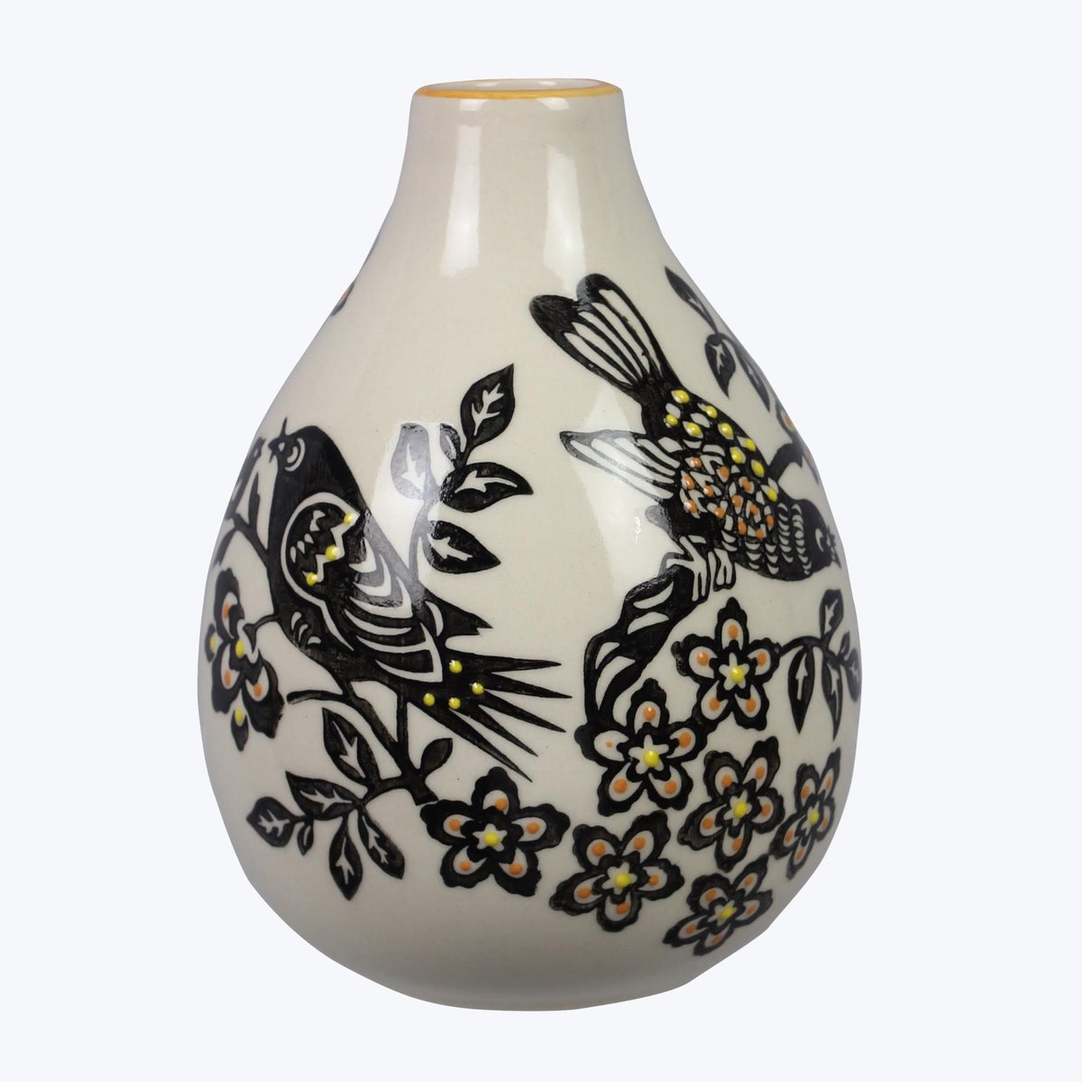 Stoneware Hand Stamped  Vase