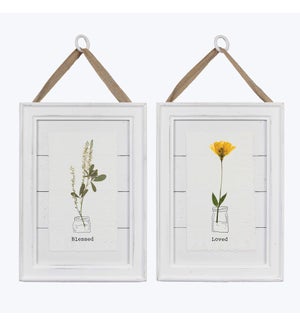 Cottage Core Wood Pressed Flower Wall Art, 2 Assorted