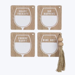 Wood Wine Coasters, 4 pcs/Set