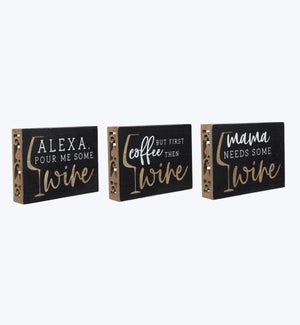 Wood Tabletop Wine Sign, 3 Assorted