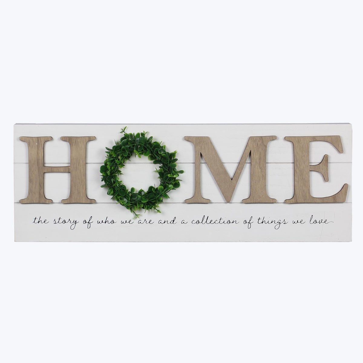 Wood Cottage Home/Wall Tabletop Sign with Artificial Wreath