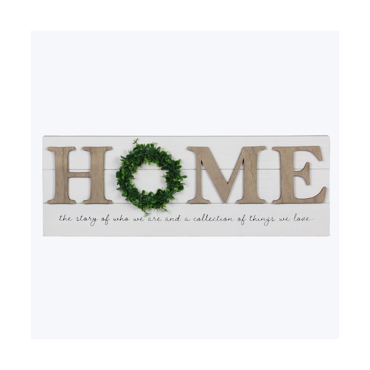 Wood Cottage Home/Wall Tabletop Sign with Artificial Wreath