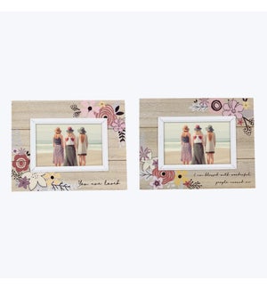 Wood 4x6 Floral Photo Frames, 2 Assorted