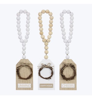 Wood Beads String Gift/Wine Bottle Tags, 3 Assortments