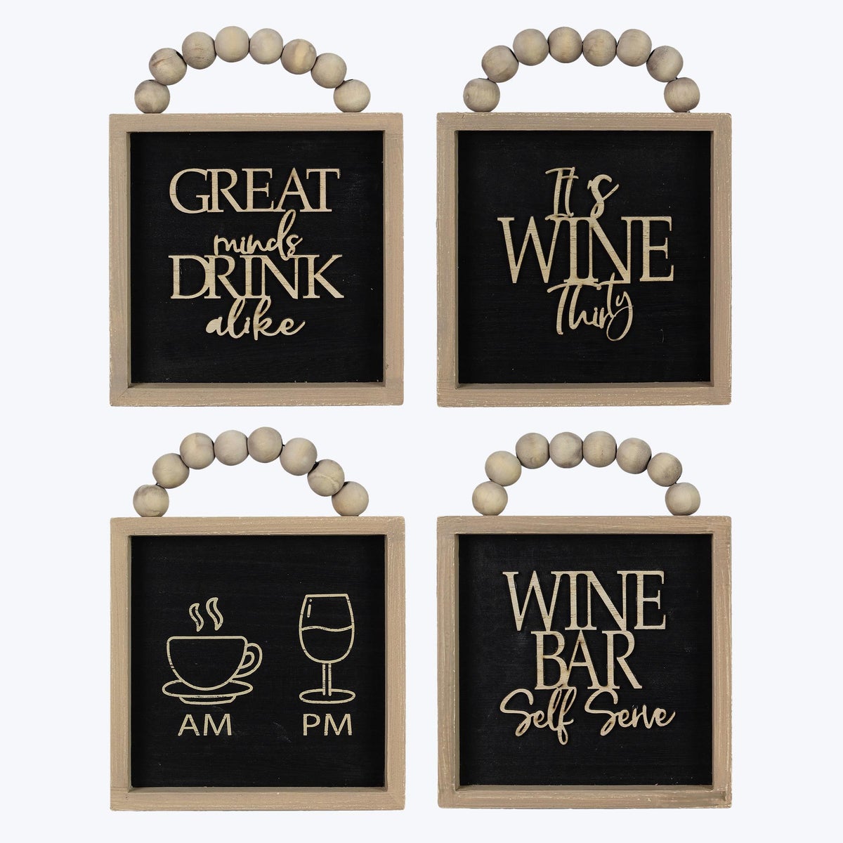 Wood Framed Wine Wall Signs, 4 Assorments