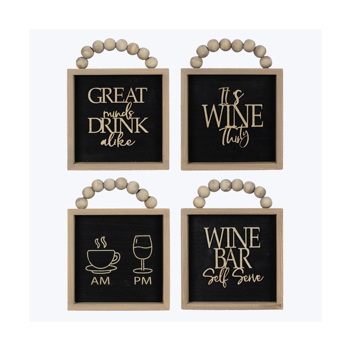 Wood Framed Wine Wall Signs, 4 Assorments