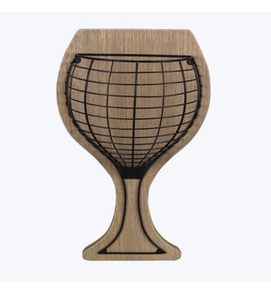 Wood/Metal Wine Glass Shape Cork Holder