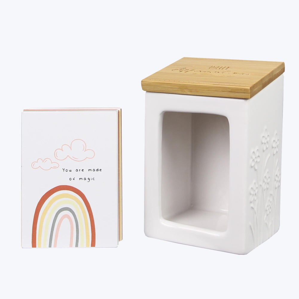 Ceramic Daily Affirmation Box with 50 Inspiration Cards