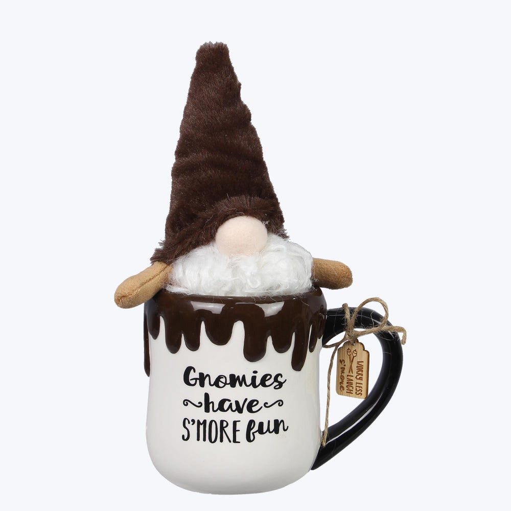 Ceramic S'more Mug with Plush Gnome & Wood Tag