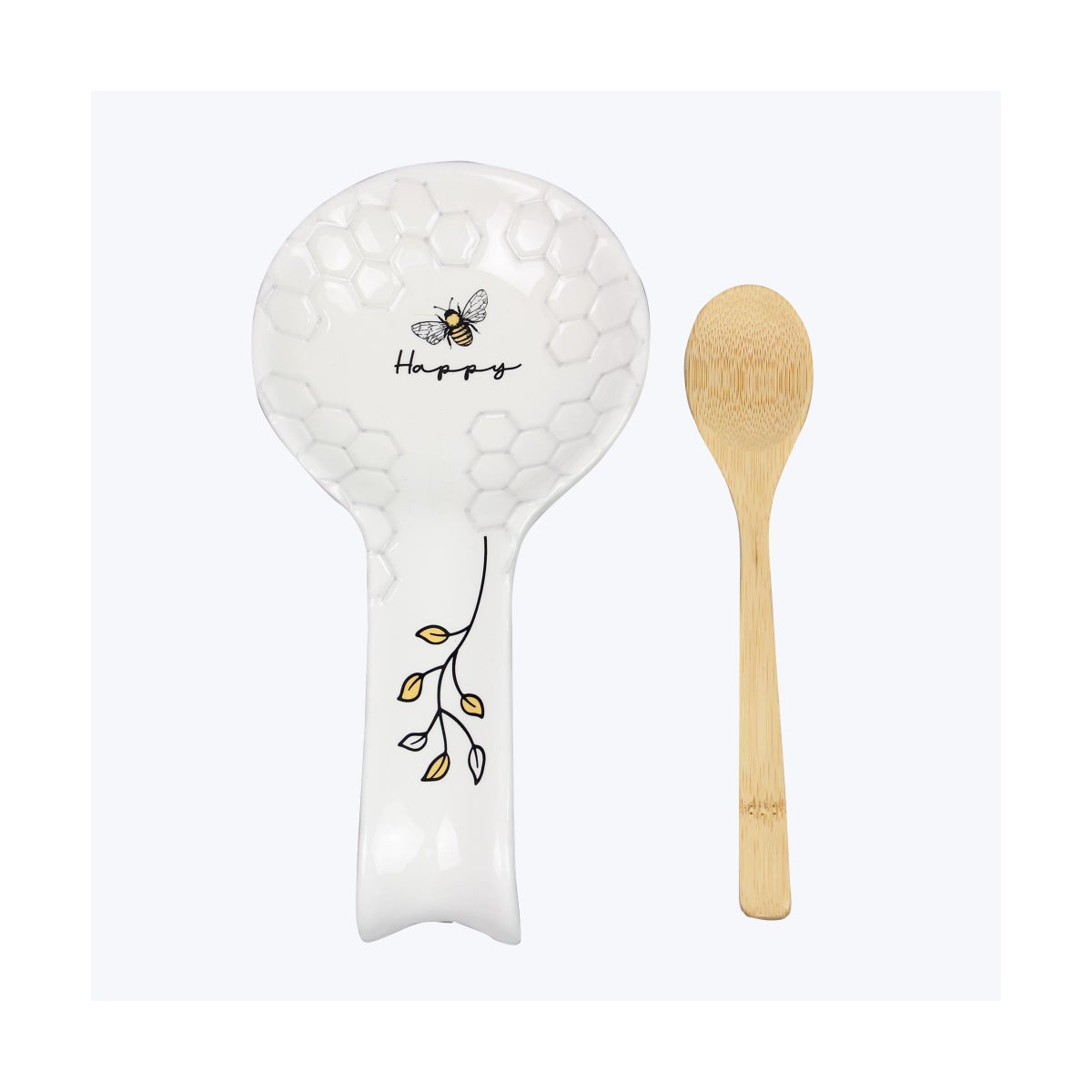 Honey Bee Ceramic Spoon Rest w/ Spoon