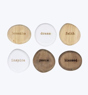 Wood Carved Rock, 6 Assorted