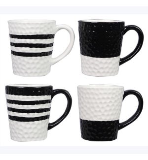 Ceramic Black and White Mug 4 Ast