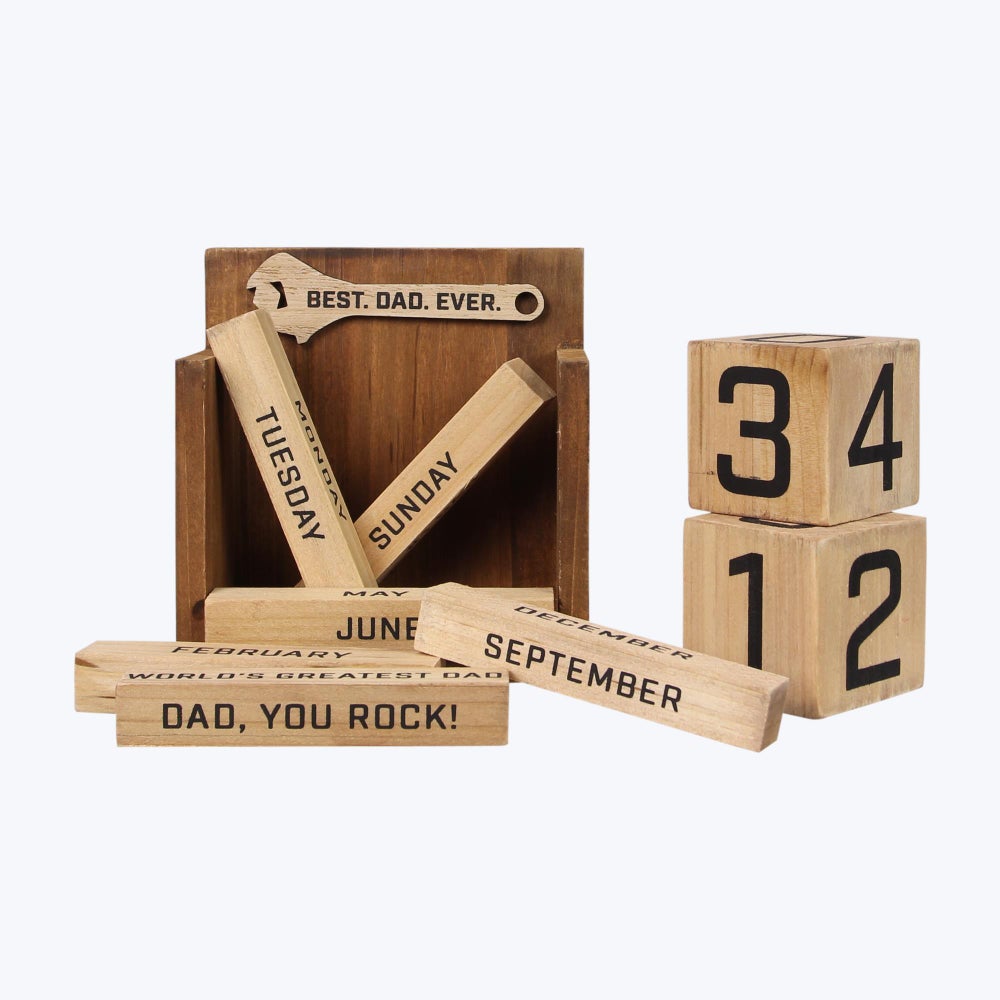 Wood Dad Tabletop Calendar. 2 Assorted