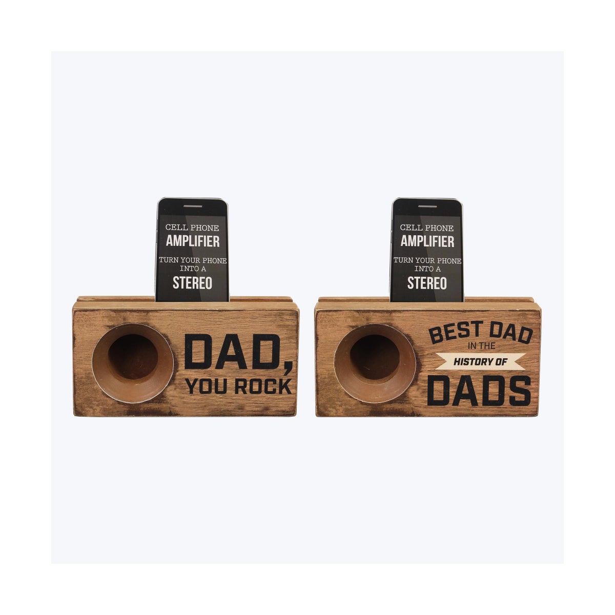 Wood Dad Phone Speaker Amplifier Box Stand 2 Ast