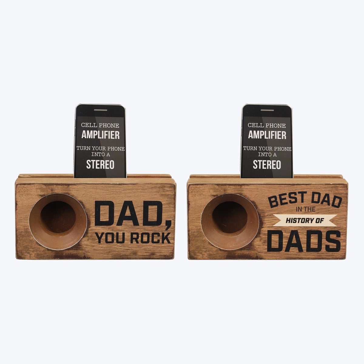 Wood Dad Phone Speaker Amplifier Box Stand 2 Ast