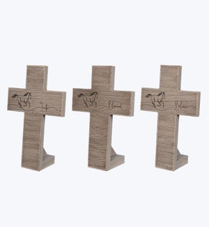 Wood Tabletop Horse Crosses, 3 Ast.