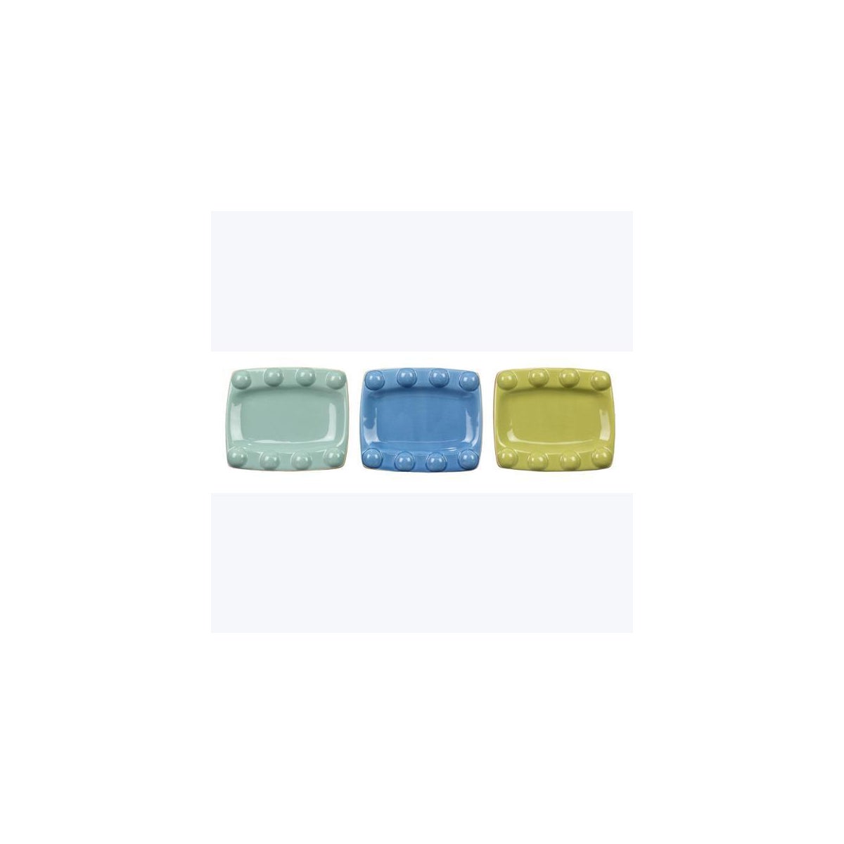 Ceramic Multicolored Large Hobnail Design Soap Dish, 3 Ast.