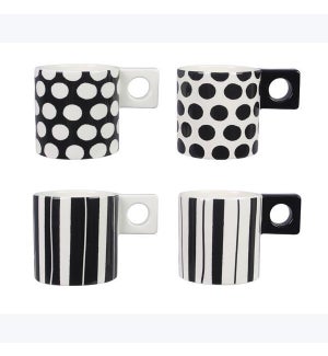 Ceramic Black and White 16oz Mug, 4 Ast.