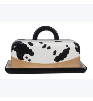 Ceramic Country Black and White Butter Dish