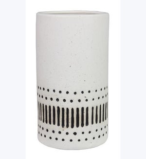 Stoneware Black and White Design Vase