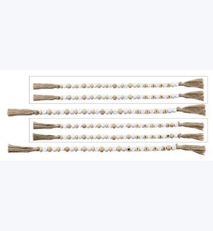 Wood Blessing Geometric Message Beads with Tassels, 2 Ast