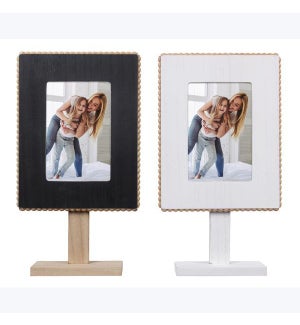 Wood Beaded 4x6'' Picture Frames On Pedestal, 2 Ast, Wood/MDF
